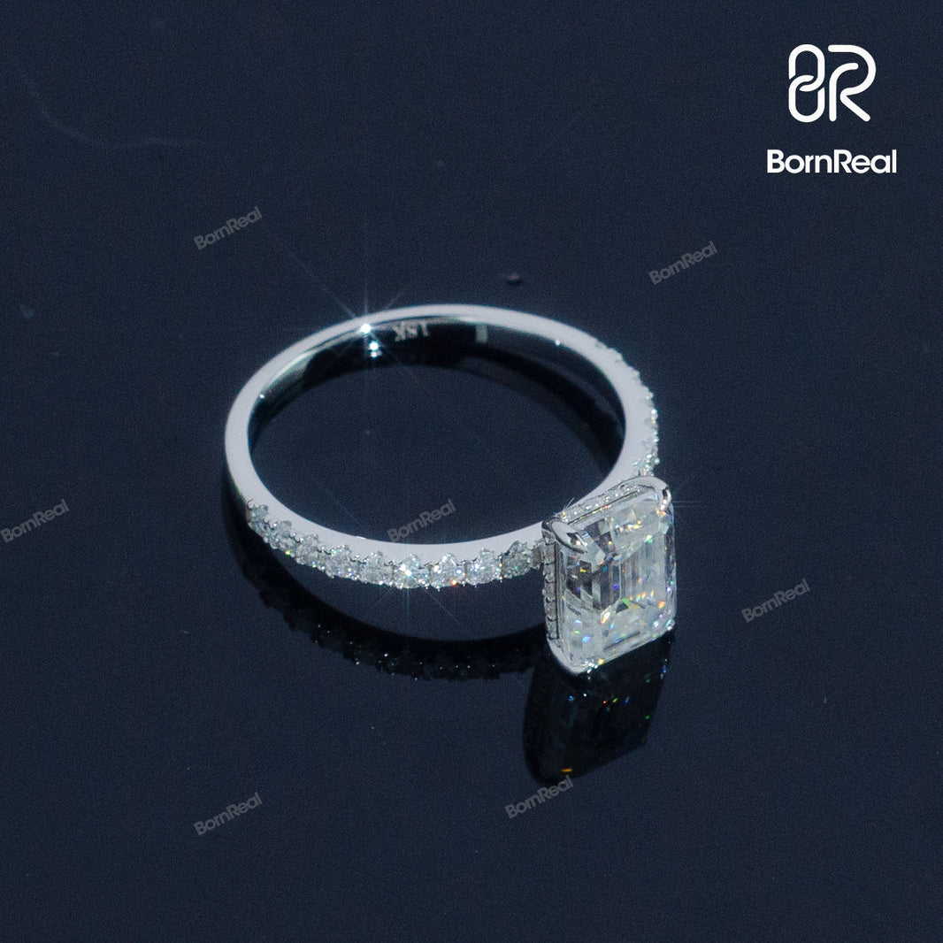 Emerald Cut Diamond Engagement Ring For Women Bornreal Jewelry