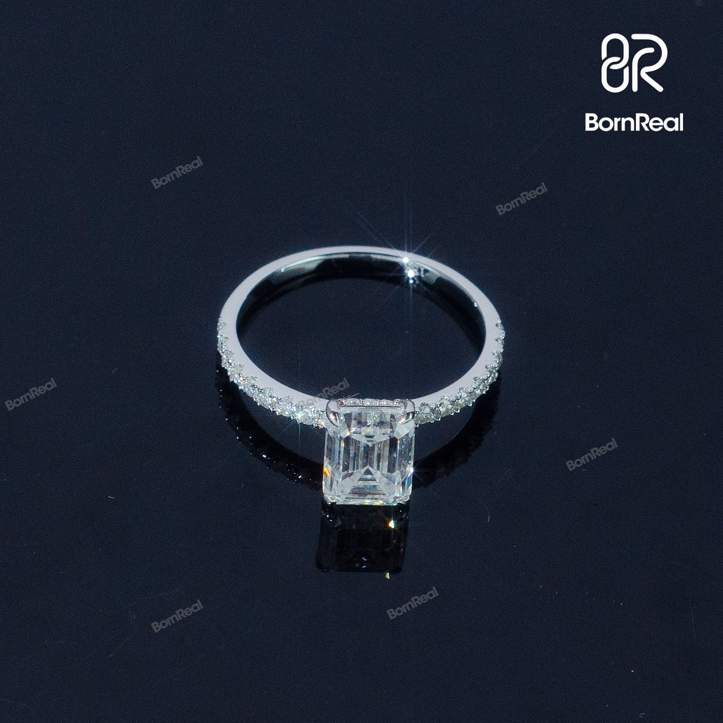 Emerald Cut Diamond Engagement Ring For Women Bornreal Jewelry