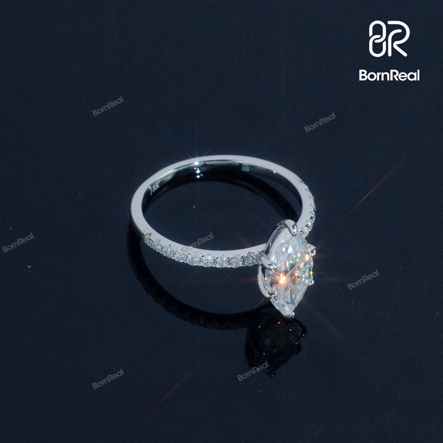 Marquise Cut Diamond Rings Women Engagement Ring Bornreal Jewelry