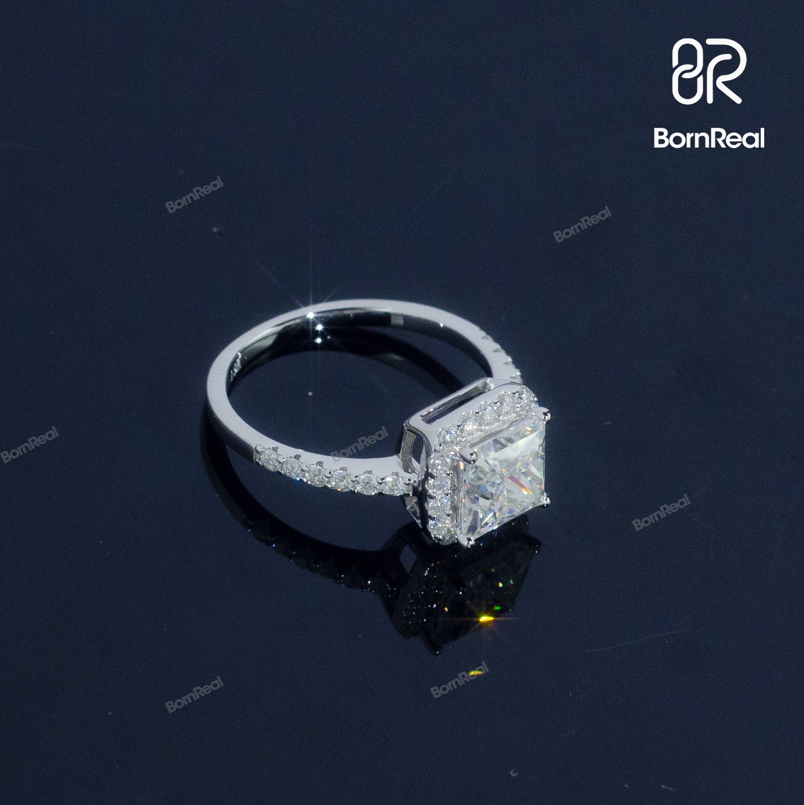 Princess Cut Diamond Rings Women Engagement Ring Bornreal Jewelry