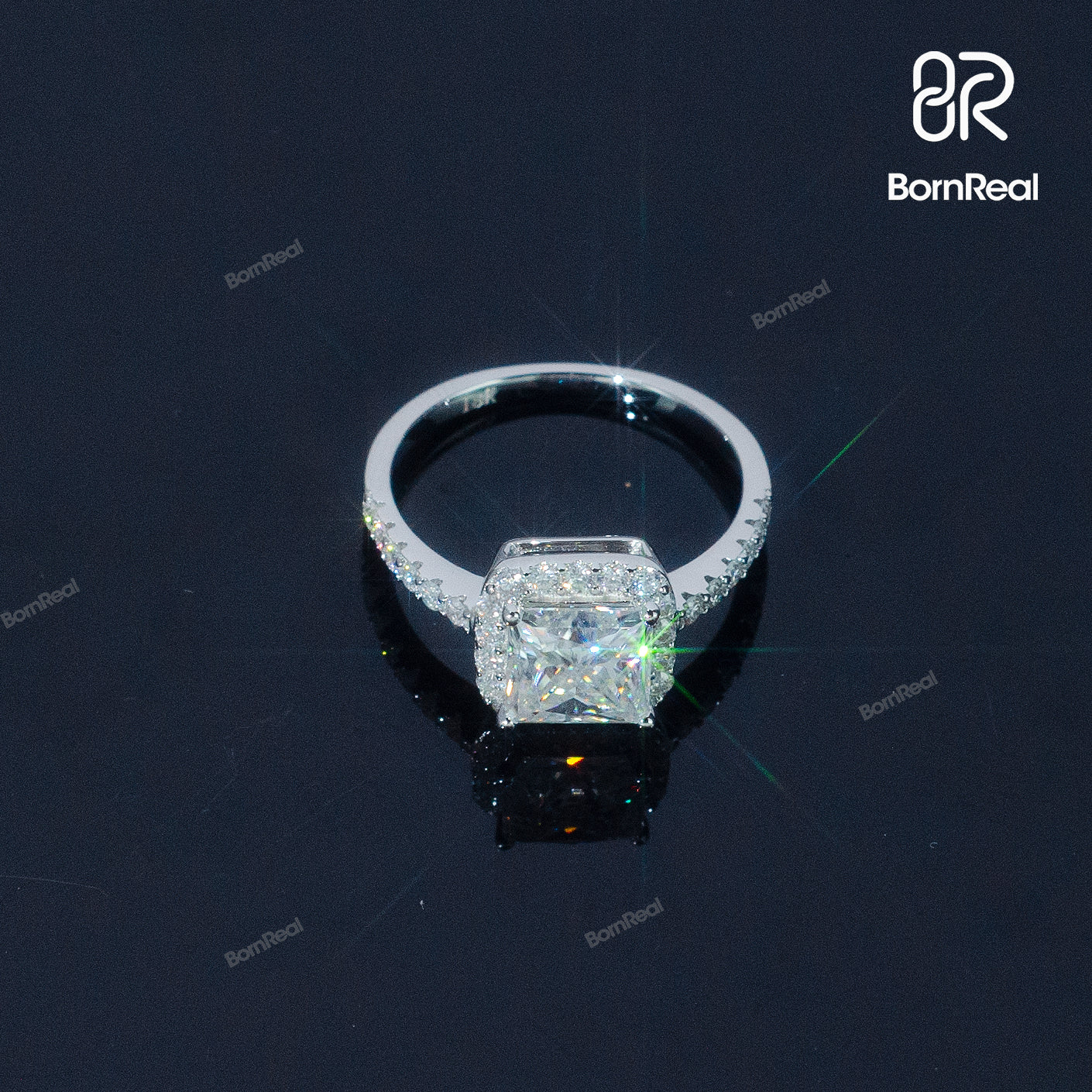 Princess Cut Diamond Rings Women Engagement Ring Bornreal Jewelry