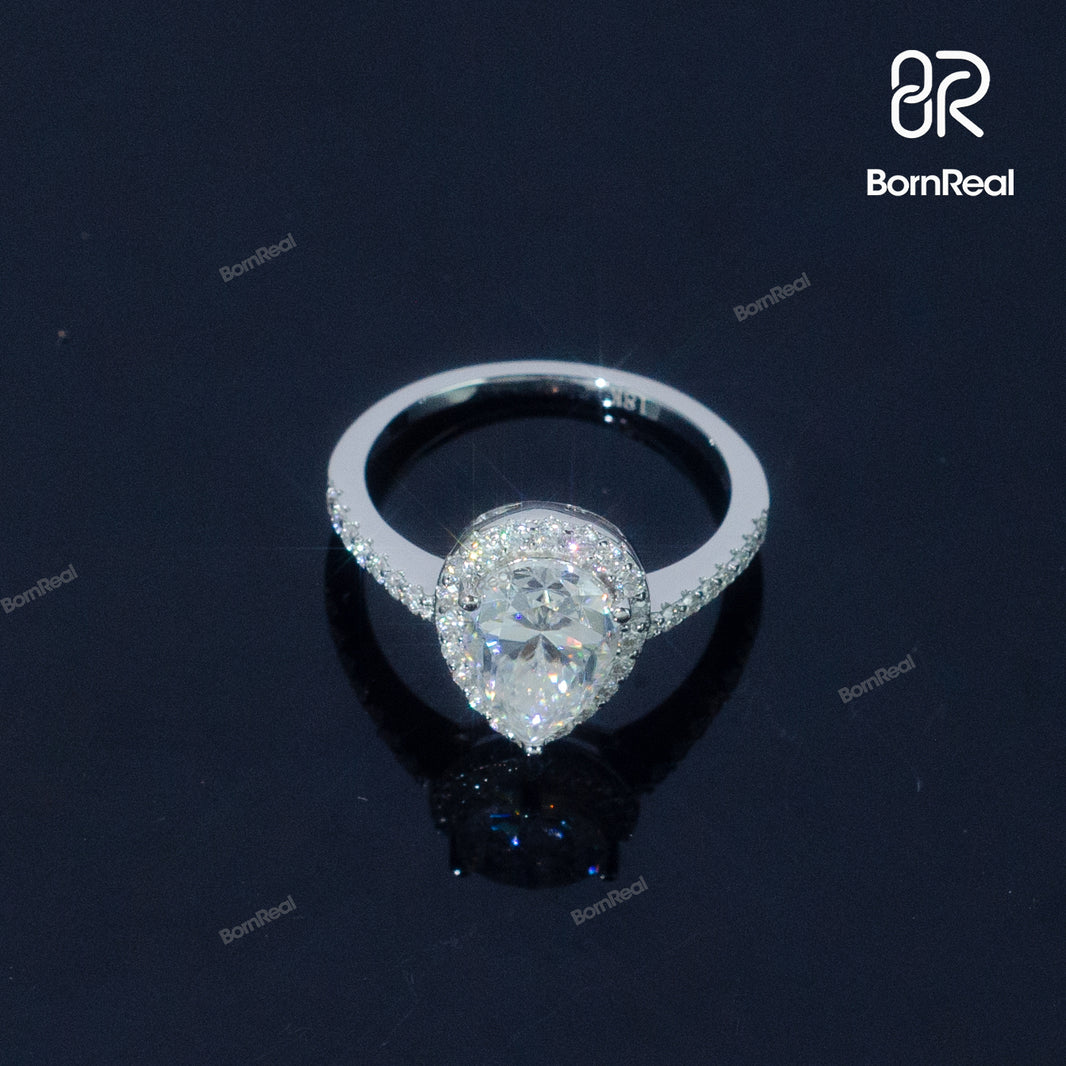Pear Shaped Engagement Ring 925 Silver 10K/14K/18K Real Gold Diamond Jewelry - Bornreal Jewelry