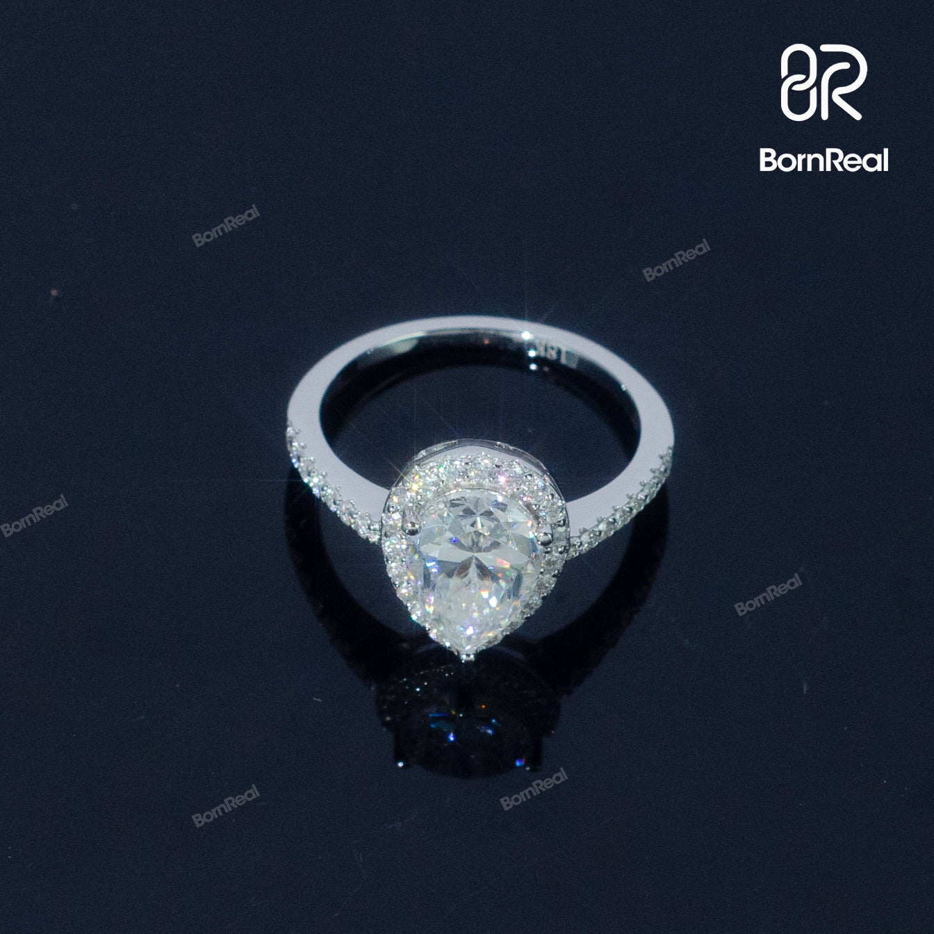 Pear Shaped Engagement Ring 925 Silver 10K/14K/18K Real Gold Diamond Jewelry - Bornreal Jewelry