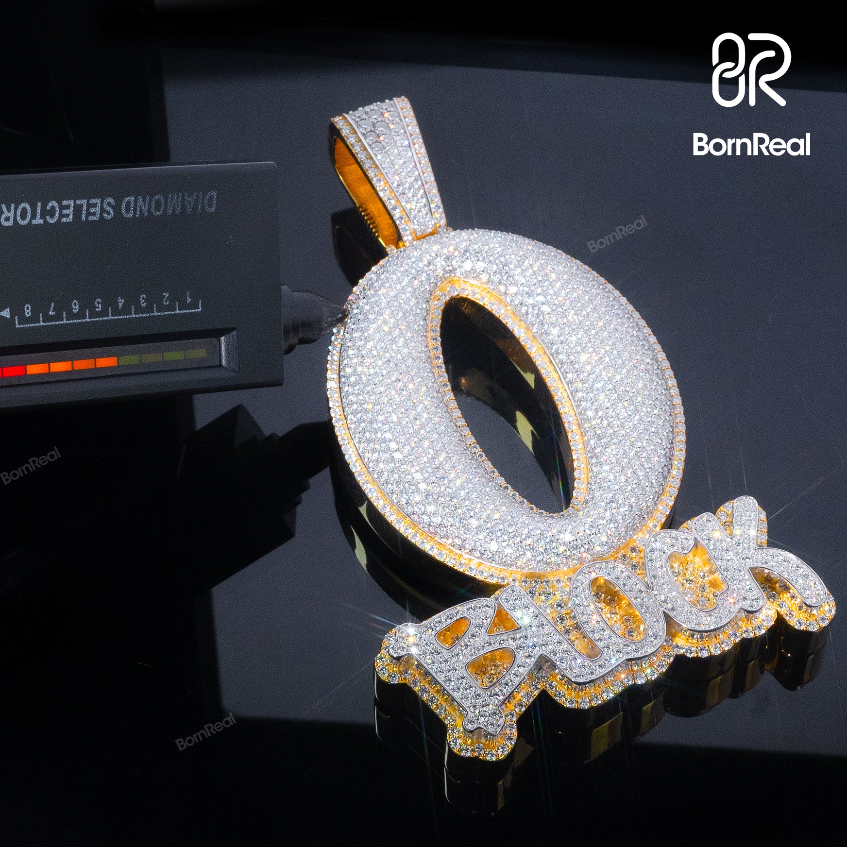 O Block Custom Pendant Round Moissanite 925 Sterling Silver 10K/14K/18K Real Gold Jewelry