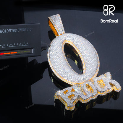 O Block Custom Pendant Round Moissanite 925 Sterling Silver 10K/14K/18K Real Gold Jewelry