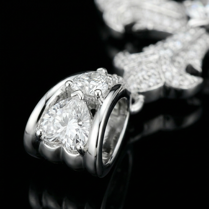 Colgante de cruz clásica de 1,5 pulgadas con acabado helado, joyería de plata 925 