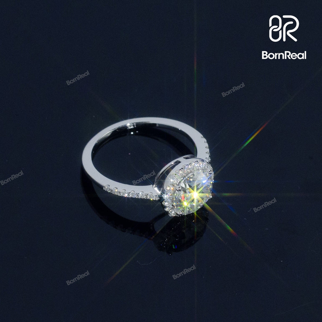 Round Cut Halo Wedding Ring Engagement Ring Bornreal Jewelry