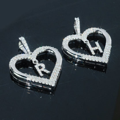 Custom Heart Initial Moissanite Pendant （Only 1pc)