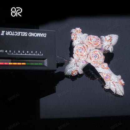 Hip Hop VVS Moissanite Diamond Flower Cross Pendant