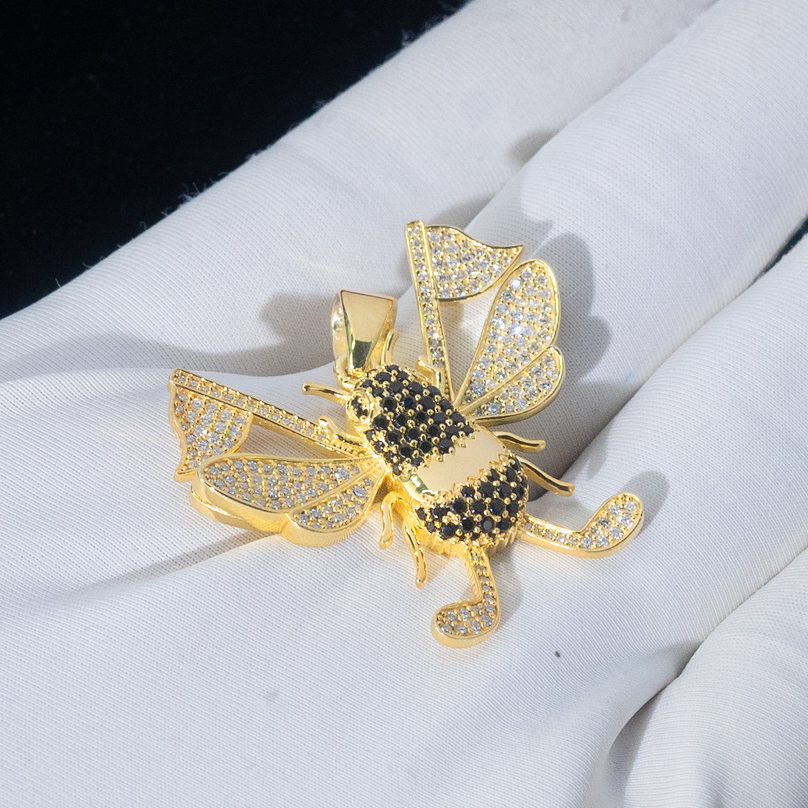 Custom Iced Bee Moissanite Pendant
