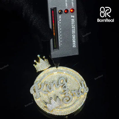 Pendentif personnalisé en argent sterling entièrement glacé en or rose 