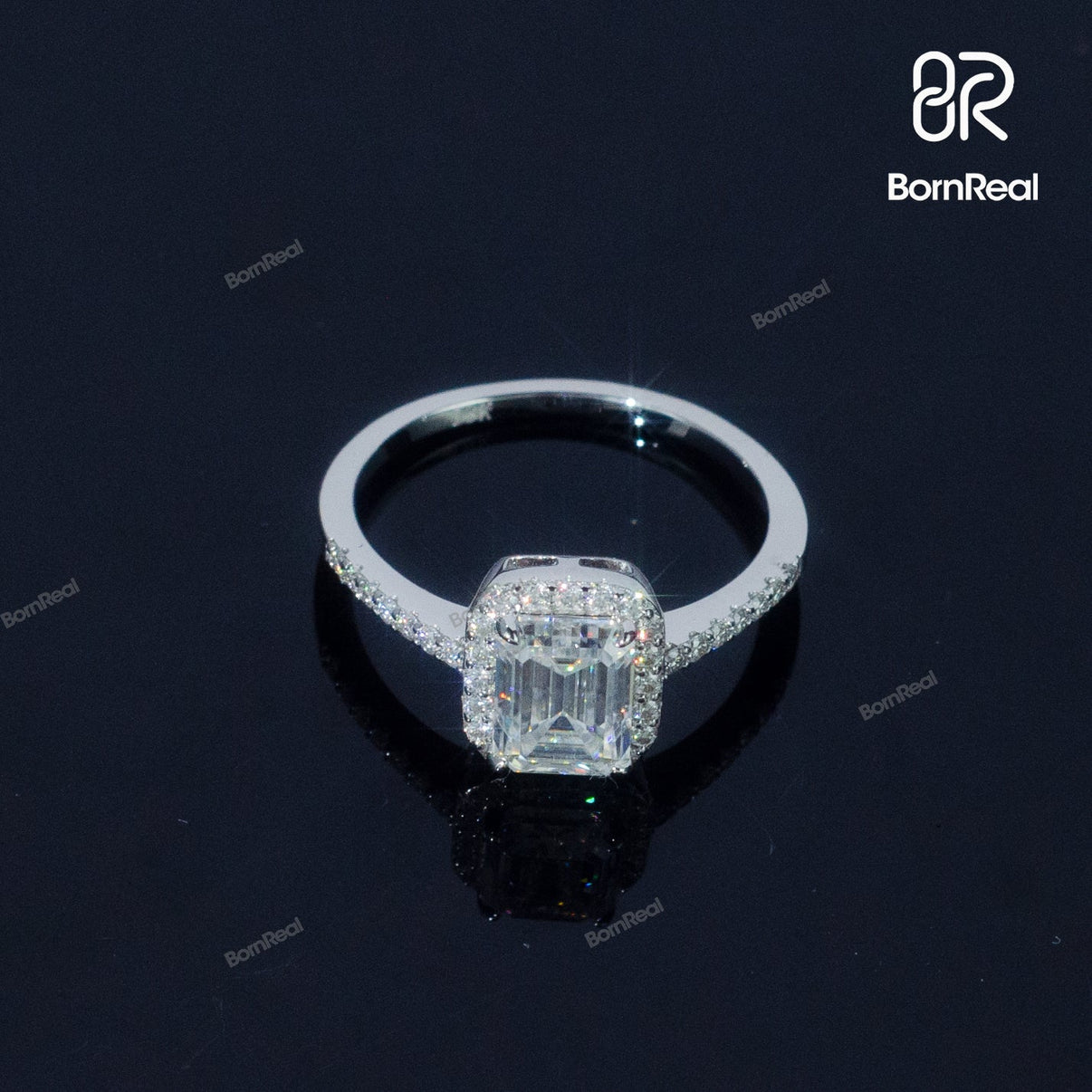 Emerald Cut Diamond Engagement Ring Bornreal Jewelry