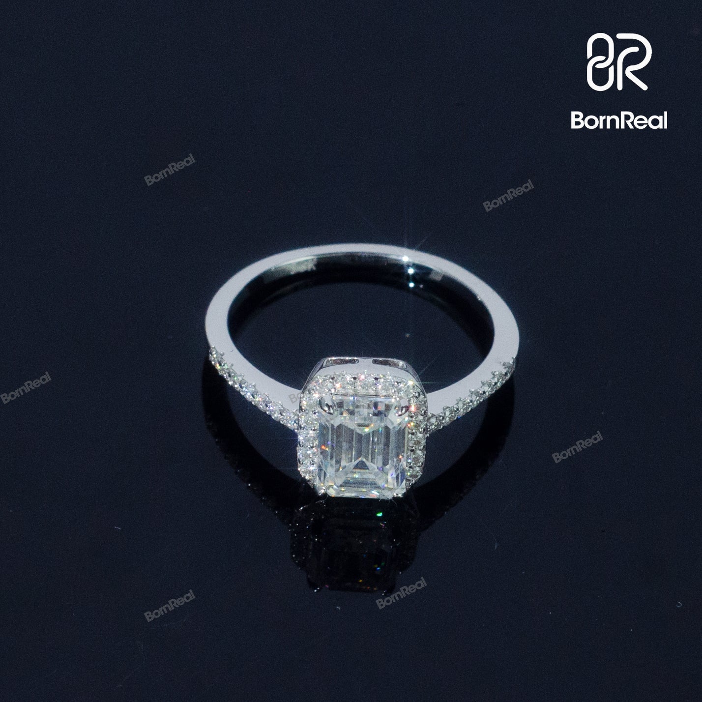 Emerald Cut Diamond Engagement Ring Bornreal Jewelry