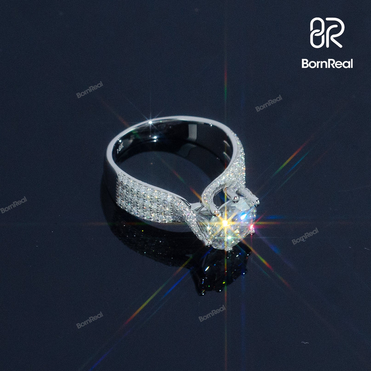Luxurious Prong-Set Round Cut Rings Women Engagement Ring Bornreal Jewelry