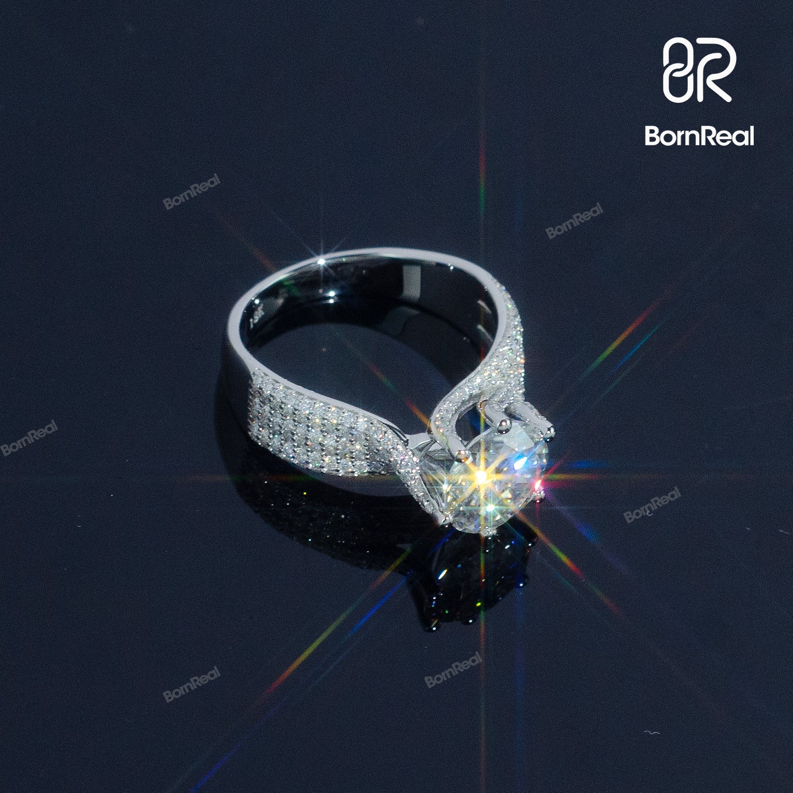 Luxurious Prong-Set Round Cut Rings Women Engagement Ring Bornreal Jewelry
