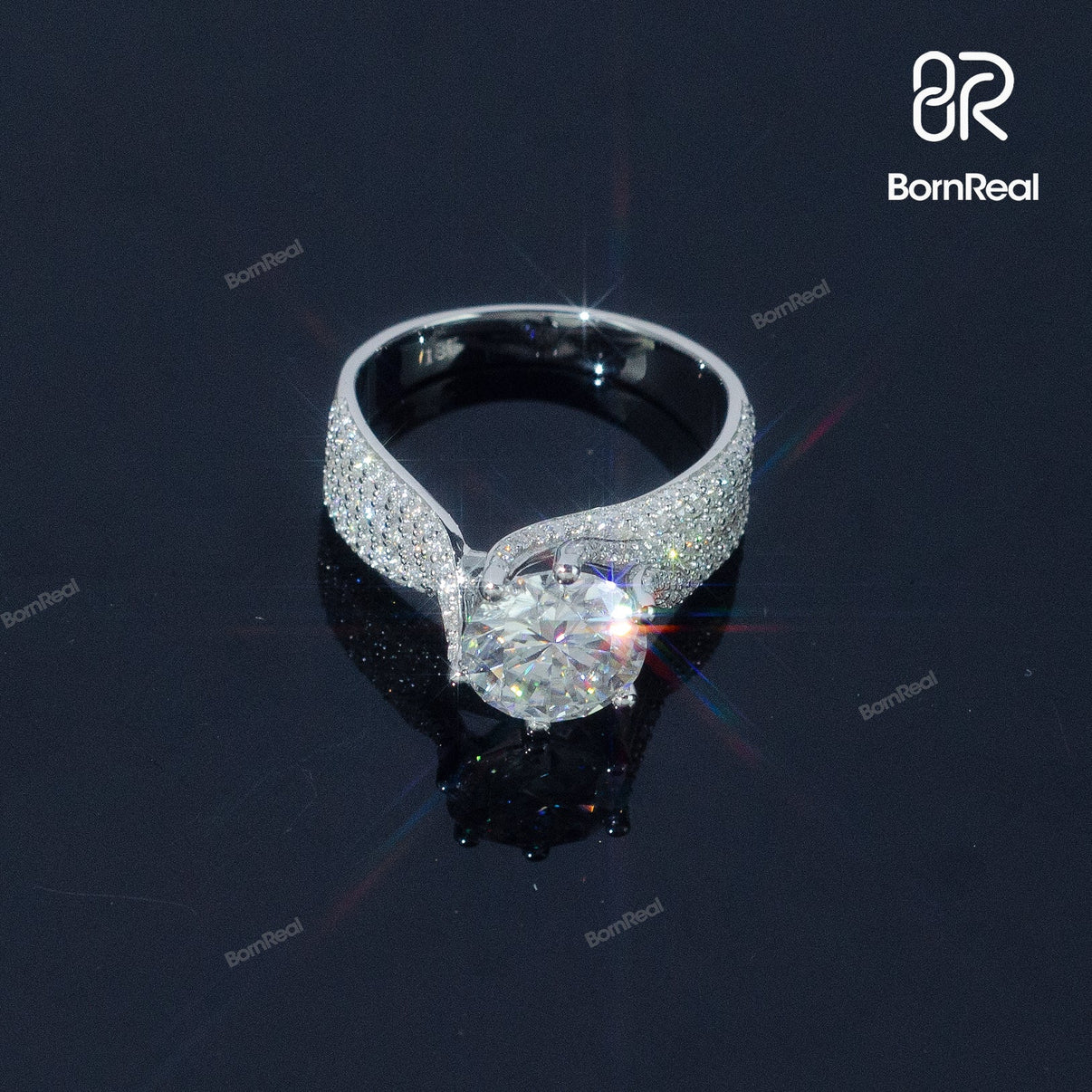 Luxurious Prong-Set Round Cut Rings Women Engagement Ring Bornreal Jewelry