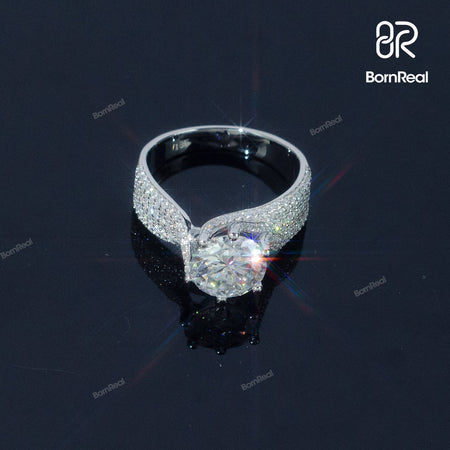 Luxurious Prong-Set Round Cut Rings Women Engagement Ring Bornreal Jewelry