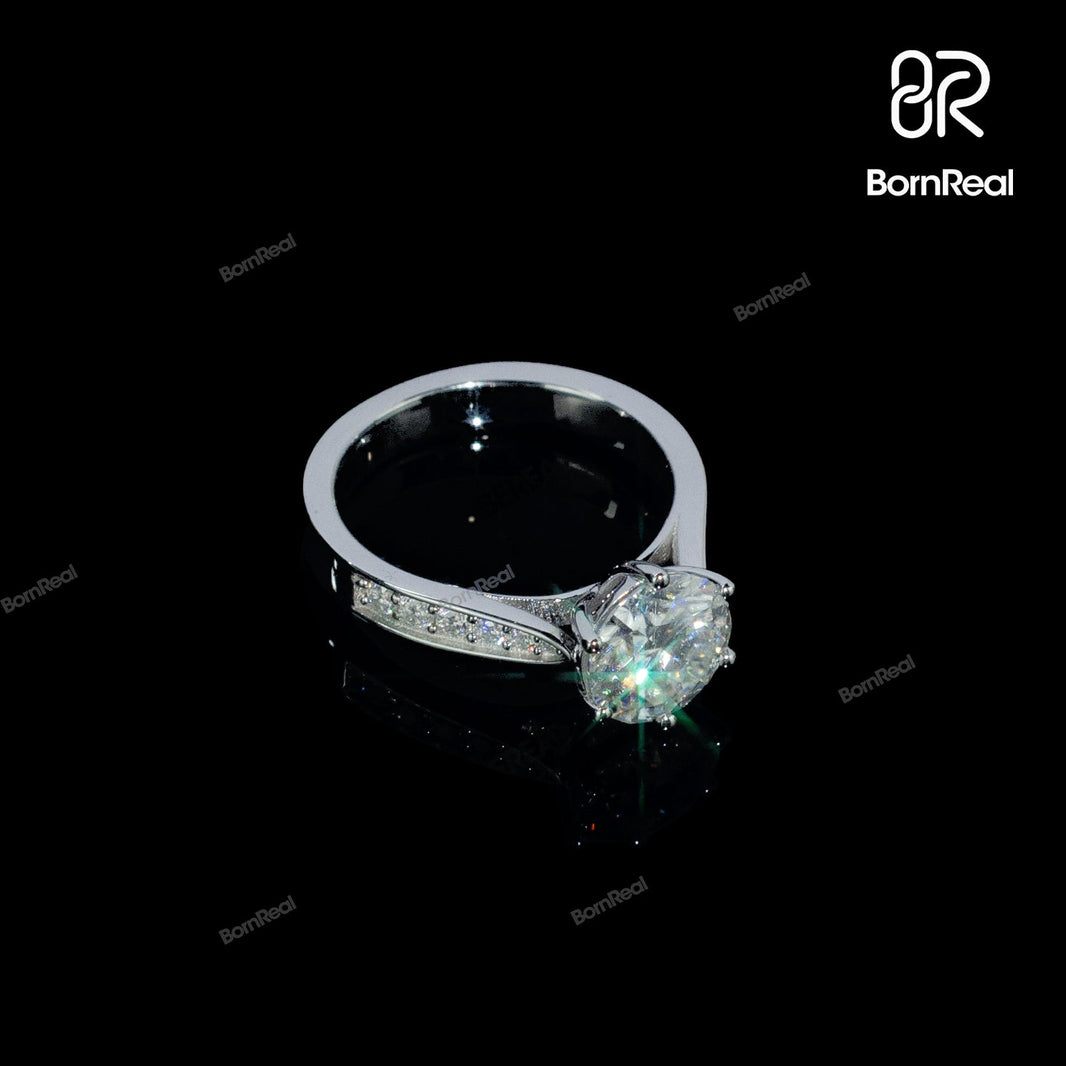 Round Cut Engagement Ring Promise Anniversary Ring Bornreal Jewelry
