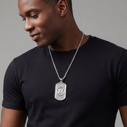 Custom Sterling Silver Logo Dog Tag Pendant