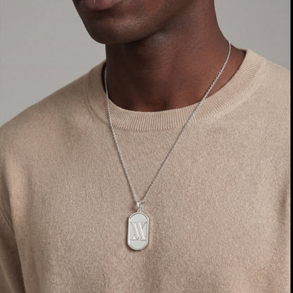 Custom Sterling Silver Logo Dog Tag Pendant