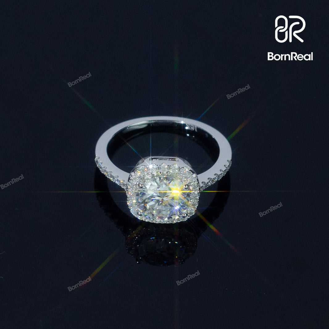 Round Cut Halo Wedding Ring Engagement Ring Bornreal Jewelry