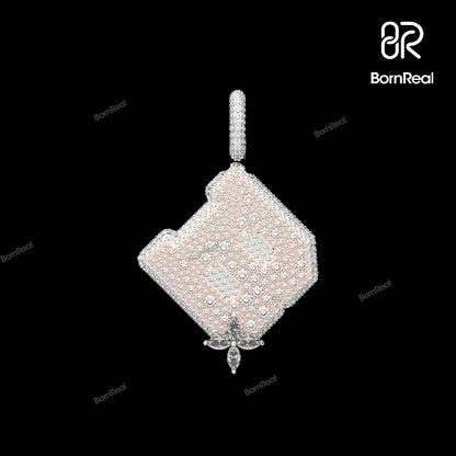 Colgante inicial personalizado de plata con letra R helada 