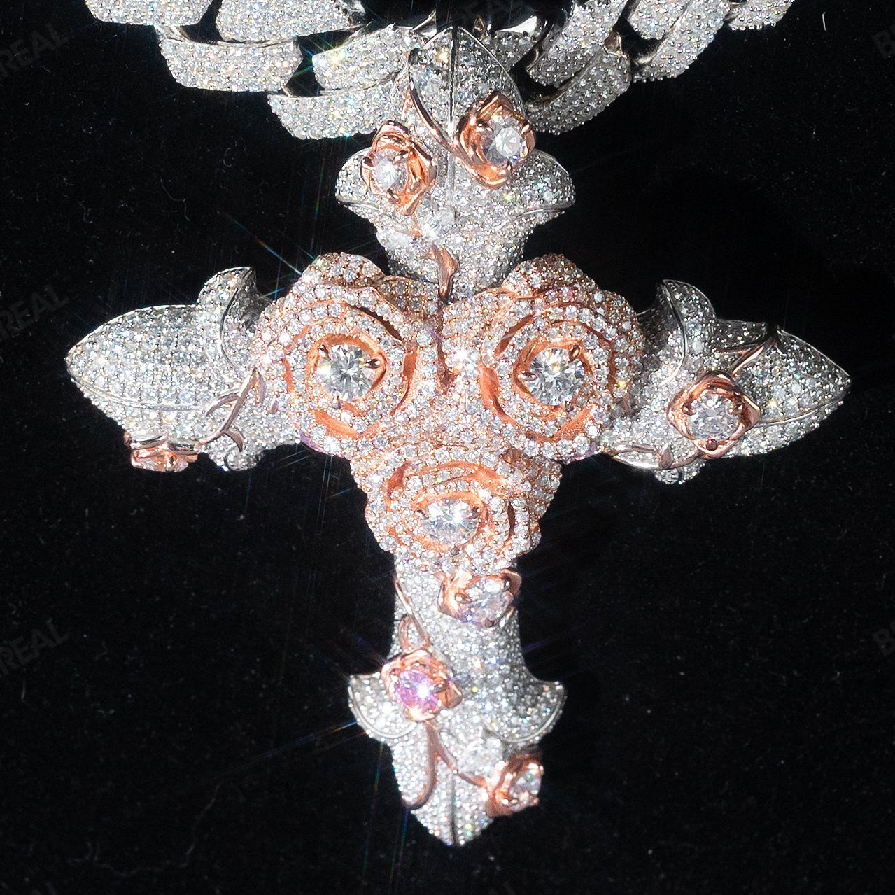 Hip Hop VVS Moissanite Diamond Flower Cross Pendant