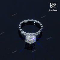 Pass Diamond Tester Round Cut Moissanite Engagement Ring Eternity Style Bridal Ring 925 Silver 10K/14K/18K Real Gold Diamond Jewelry - Bornreal Jewelry