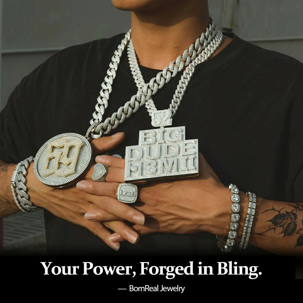 Iced Out Rose Gold Custom Champion Men's Rings Signature Rings Bornreal Jewelry