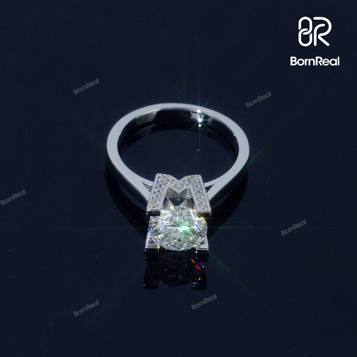 Pass Diamond Tester Round Cut Moissanite 4 Prong Engagement Ring Eternity Style Bridal Ring 925 Silver 10K/14K/18K Real Gold Diamond Jewelry - Bornreal Jewelry