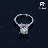 Pass Diamond Tester Round Cut Moissanite 4 Prong Engagement Ring Eternity Style Bridal Ring 925 Silver 10K/14K/18K Real Gold Diamond Jewelry - Bornreal Jewelry