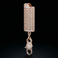 Imperial Grid Iced Lighter Case Pendant – 5x 18K Gold Plated