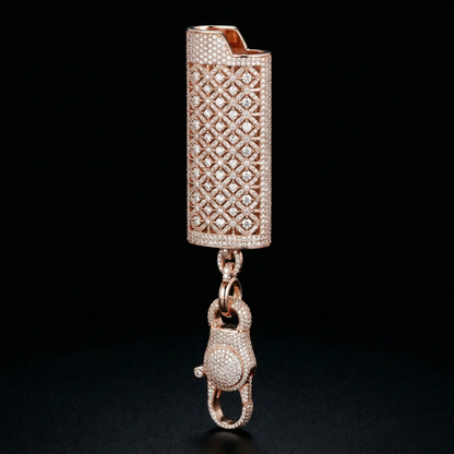 Imperial Grid Iced Lighter Case Pendant – 5x 18K Gold Plated