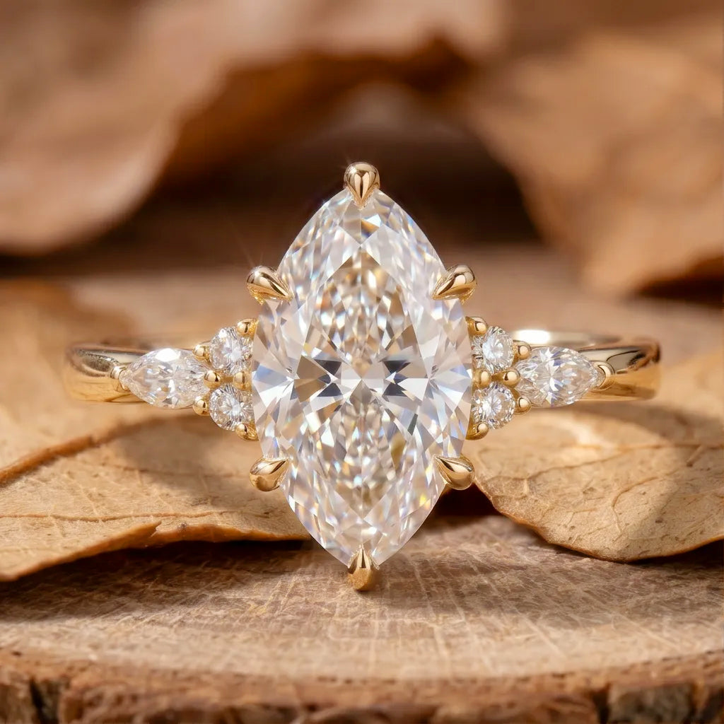 R0814-2 Marquise Cut Cluster Setting Ring