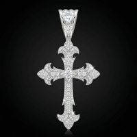 Colgante de cruz clásica de 1,5 pulgadas con acabado helado, joyería de plata 925 