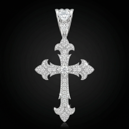Colgante de cruz clásica de 1,5 pulgadas con acabado helado, joyería de plata 925 