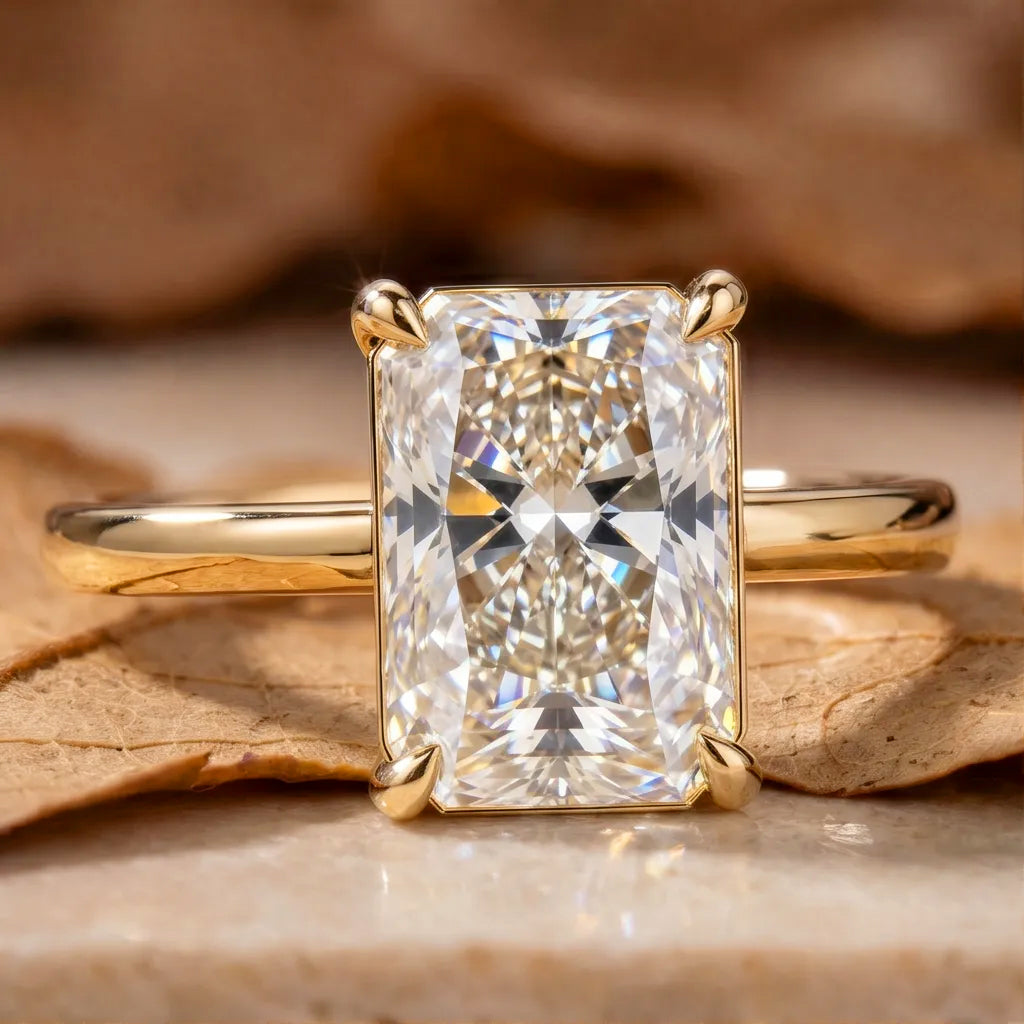 R0030-4 Radiant Cut Four-Prong Plain Band Solitaire
