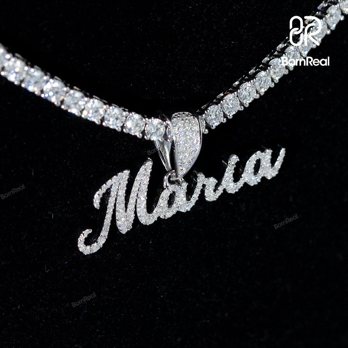 Iced Out 925 Silver Custom Name Cursive Pendant