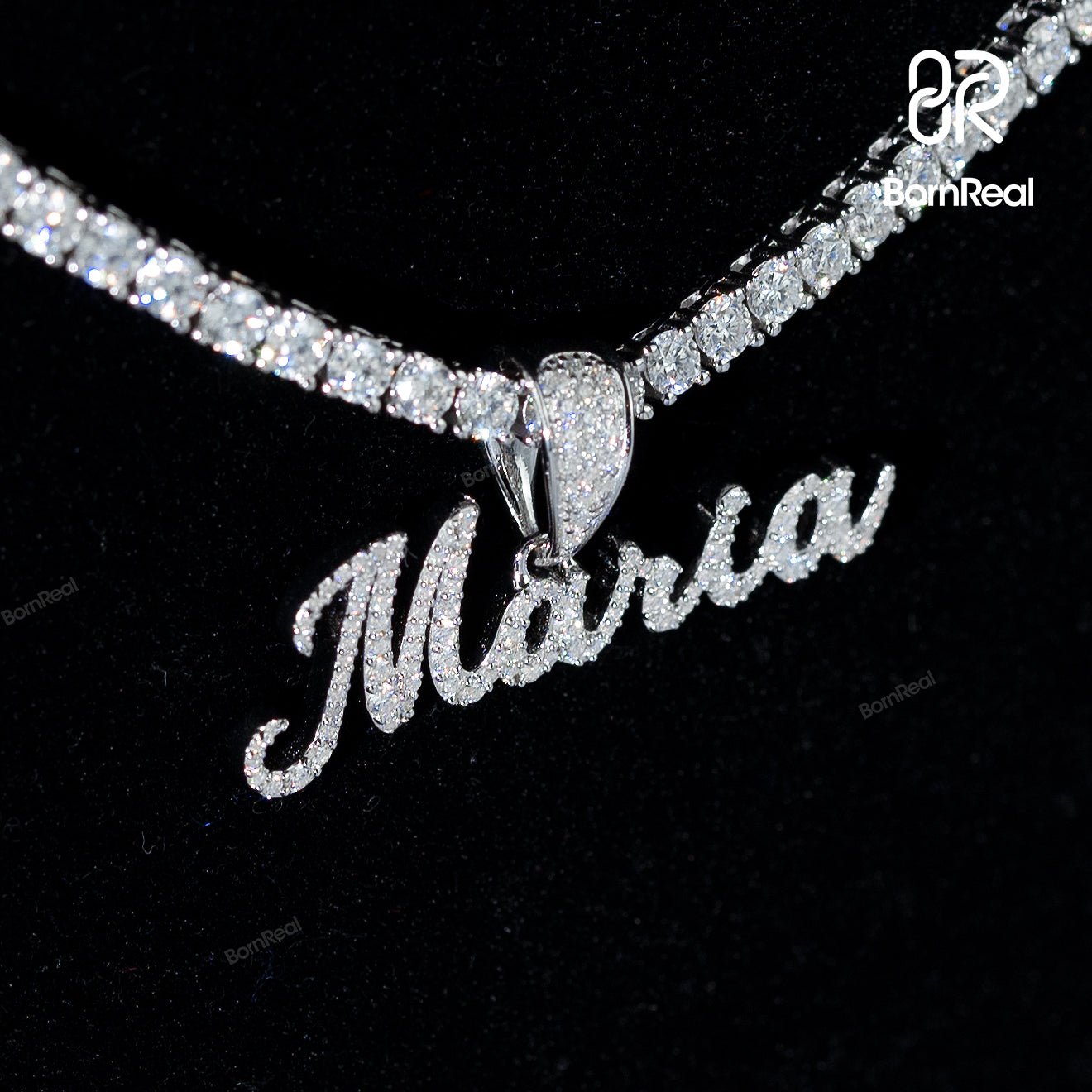 Iced Out 925 Silver Custom Name Cursive Pendant