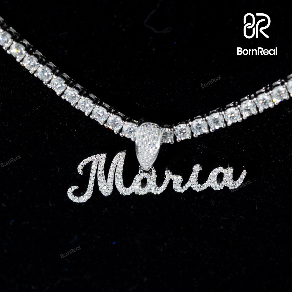 Iced Out 925 Silver Custom Name Cursive Pendant