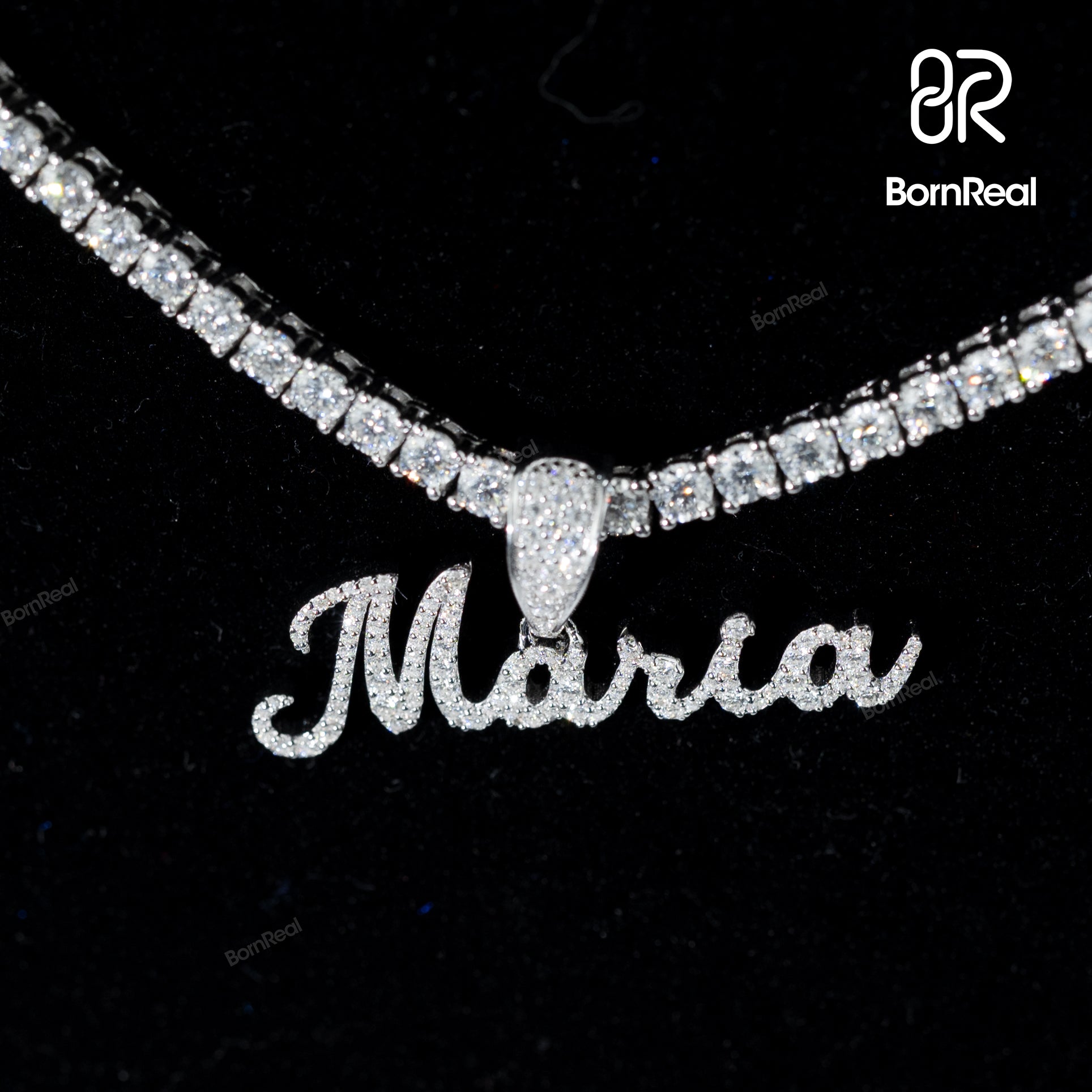 Iced Out 925 Silver Custom Name Cursive Pendant