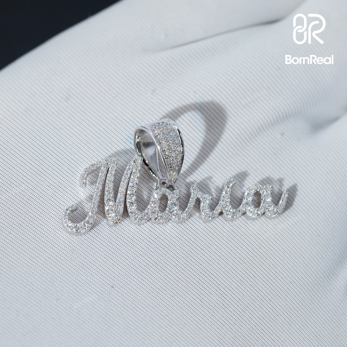 Iced Out 925 Silver Custom Name Cursive Pendant