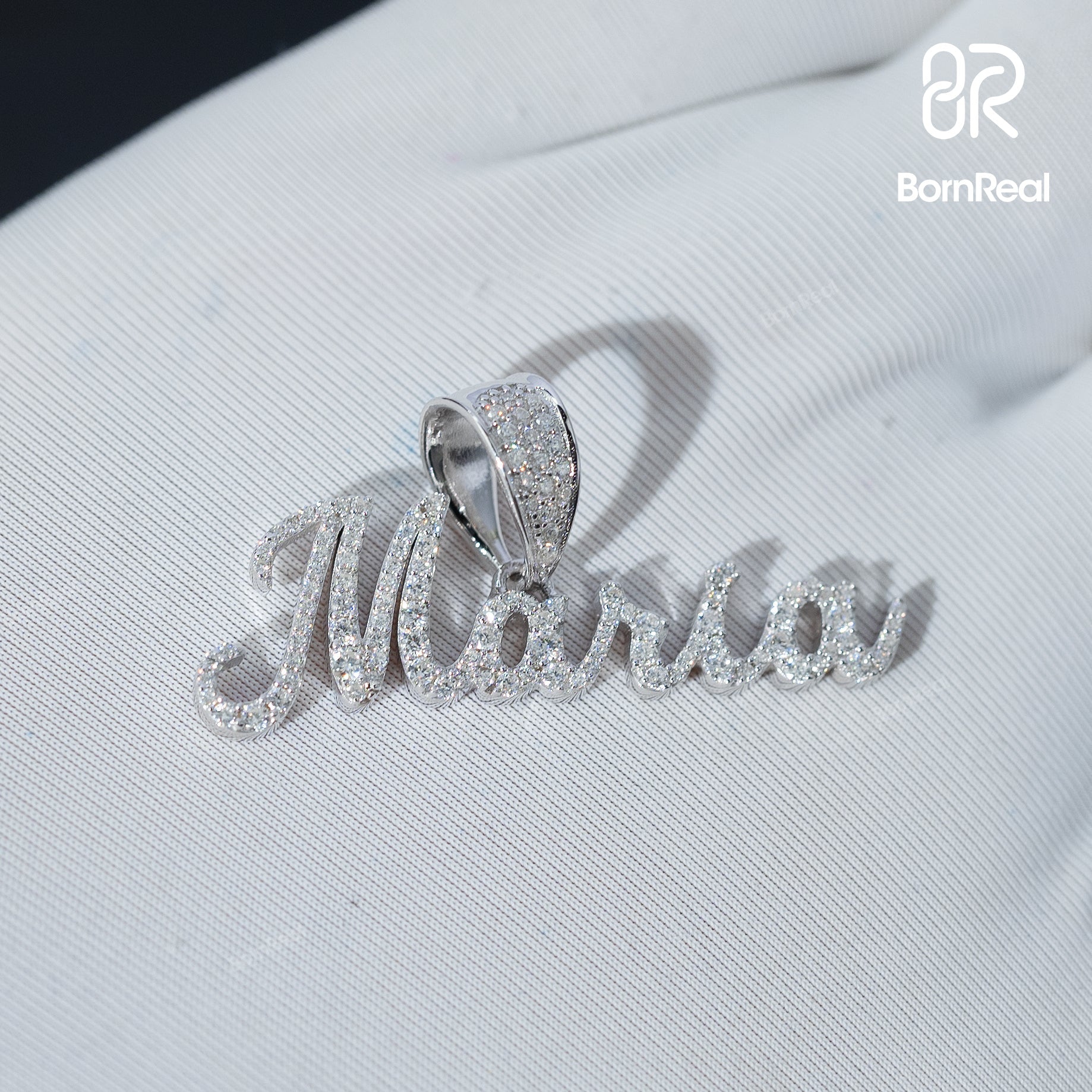 Iced Out 925 Silver Custom Name Cursive Pendant