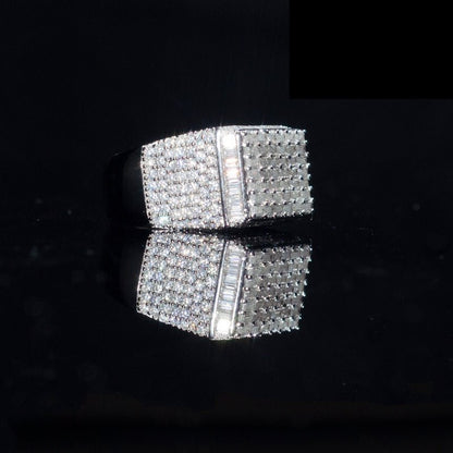 925 Silver VVS Moissanite Baguette Rings Men Handmade Fine Jewelry