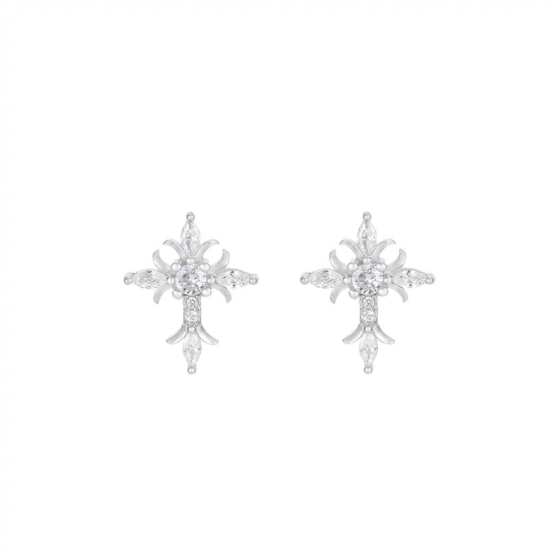 925 VVS Moissanite Iris Cross Earrings