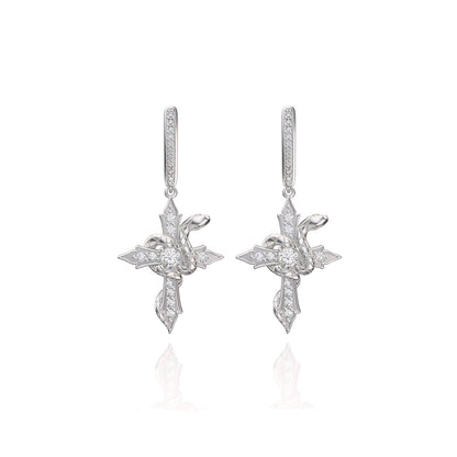925 VVS Moissanite Snake Twisted Cross Earrings