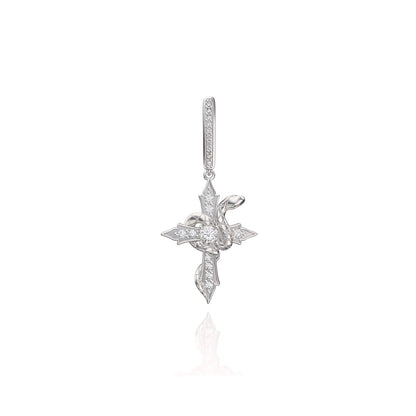 925 VVS Moissanite Snake Twisted Cross Earrings