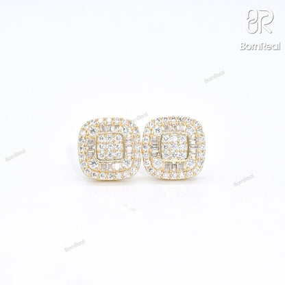 925 VVS Moissanite Square Stud Earrings For Gift