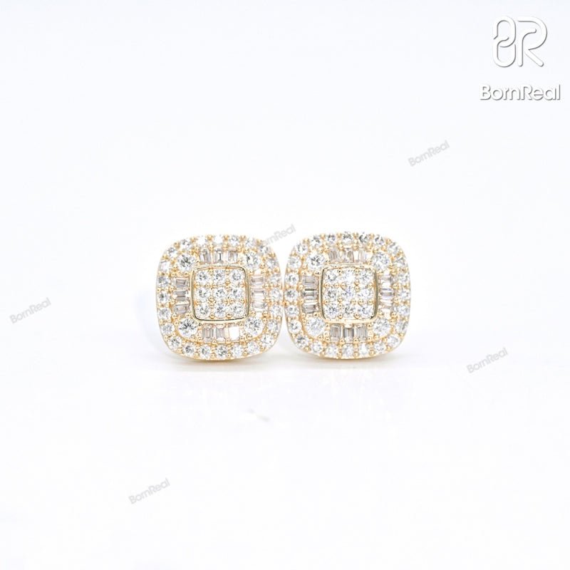 925 VVS Moissanite Square Stud Earrings For Gift