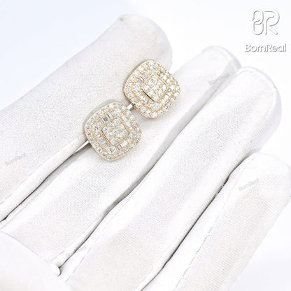 925 VVS Moissanite Square Stud Earrings For Gift